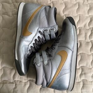 Nike Silver and Gold High-Top Sneakers